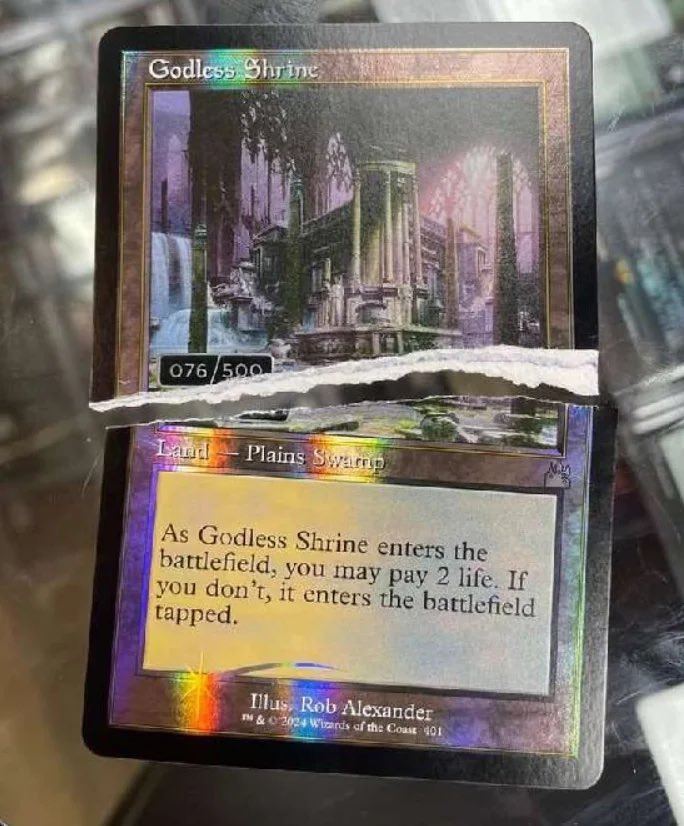 A ripped, serialized copy of Godless Shrine, one of the latest high-profile casualties of Flip It Or Rip It. Image Source: lillian_of_the_veil on Instagram