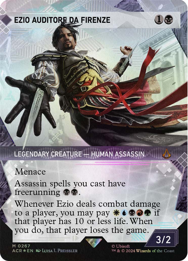 Ezio Auditore da Firenze, a recent reveal from MC Chicago. From Universes Beyond: Assassin's Creed.