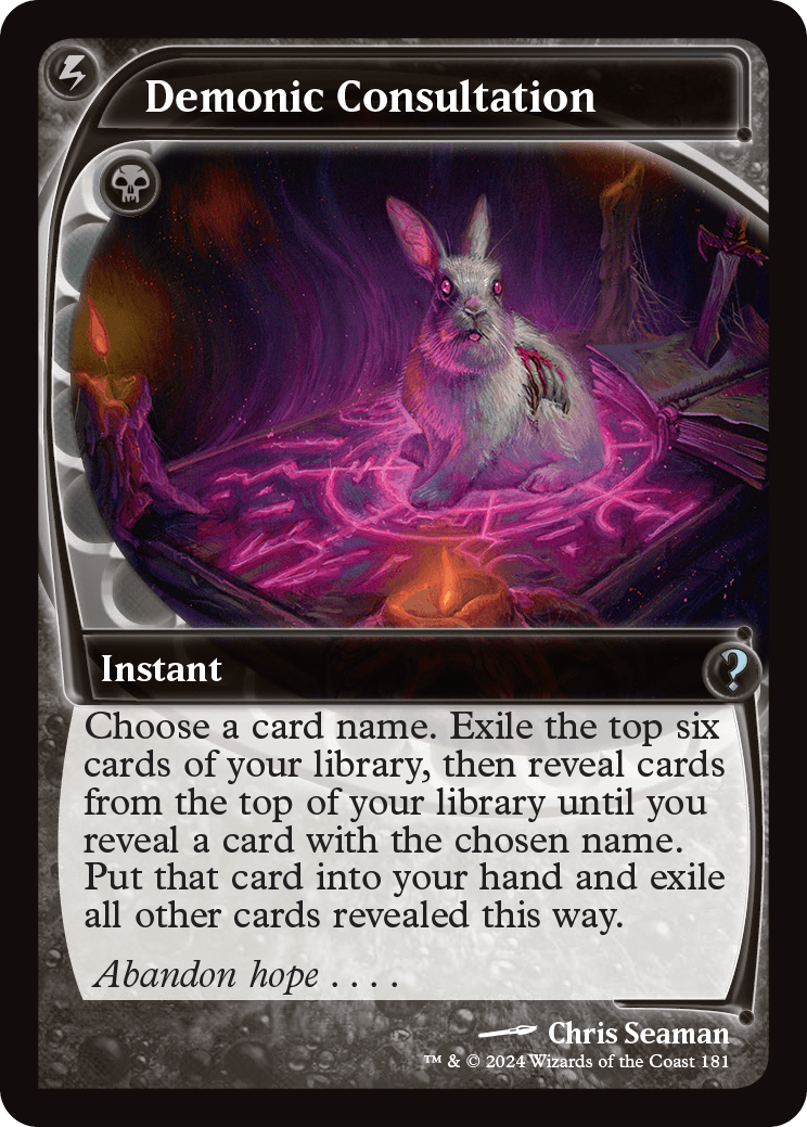 Demonic Consultation, a reprinted "Futureshifted" card from MB2.