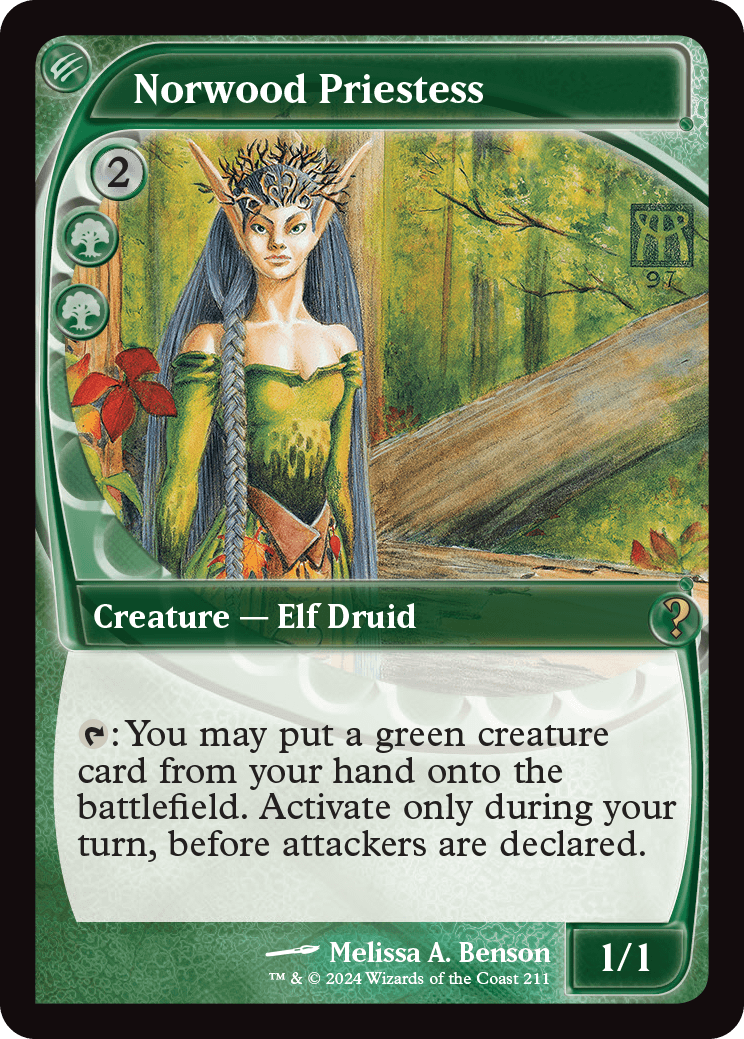 Norwood Priestess, a reprinted "Futureshifted" card from MB2.