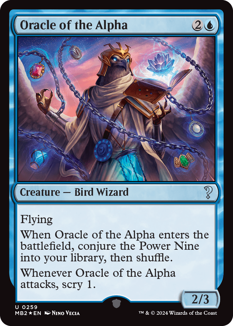 Oracle of the Alpha, a card originally released in Alchemy on Magic Arena. Found in MB2.