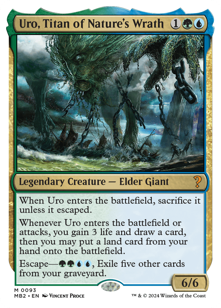 Uro, Titan of Nature's Wrath, an MB2 card in a white-border treatment.