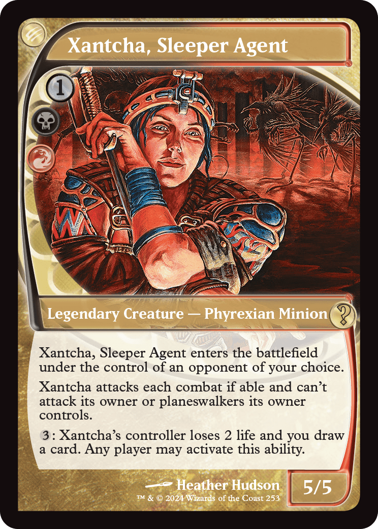 Xantcha, Sleeper Agent, found in Mystery Booster 2 in a foil "Futureshifted" treatment with art from her respective Vanguard card.