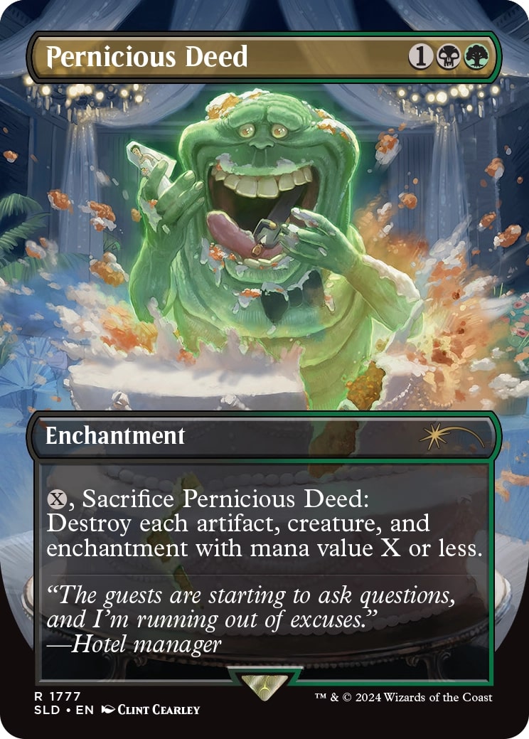 Pernicious Deed, a card printed in Secret Lair x Ghostbusters: Slimer.