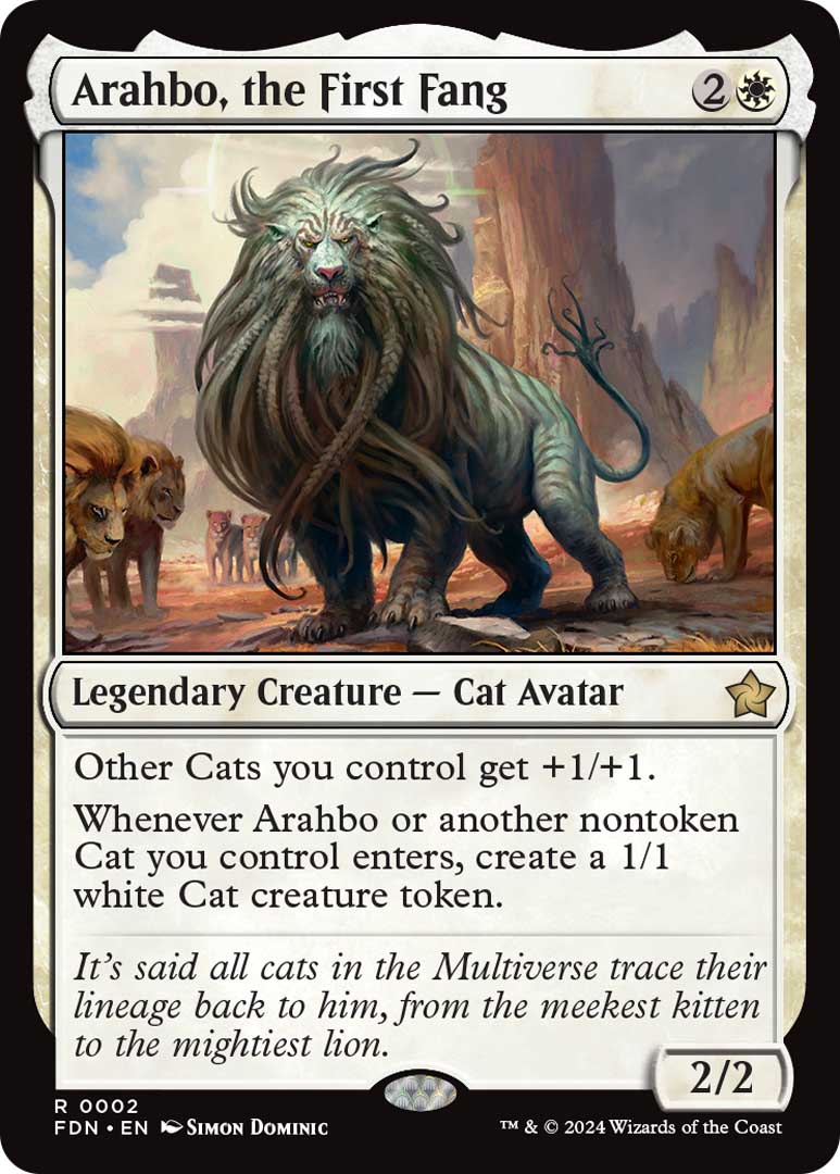 Arahbo, the First Fang, one of the new cards revealed at MagicCon Vegas for Foundations.