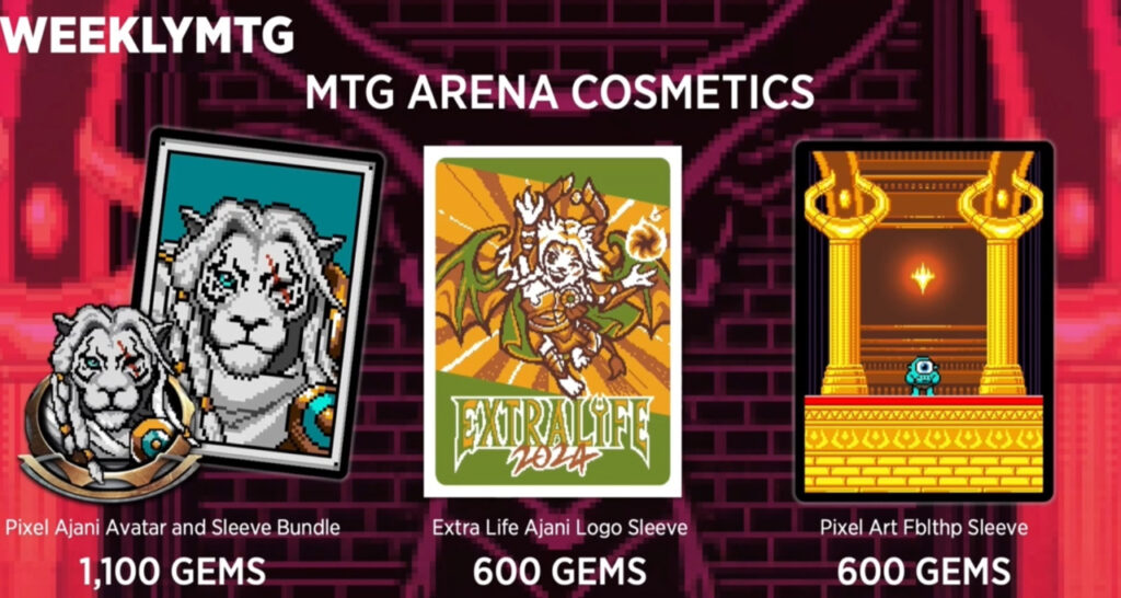 Some of the goodies you can get for supporting Extra Life on Magic Arena this year.