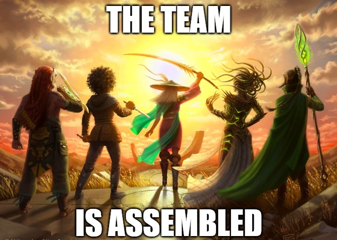 The Commander Format Panel has been assembled! Assemble the Team art illustrated by Samuel Perin.