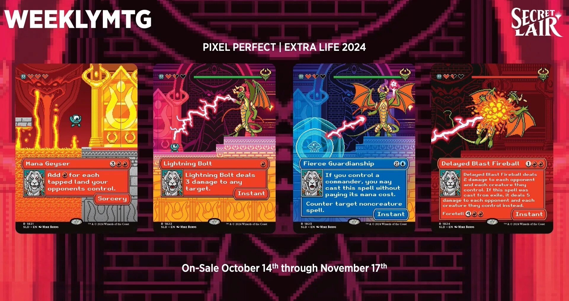 The Pixel Perfect Secret Lair drop contains these four cards.