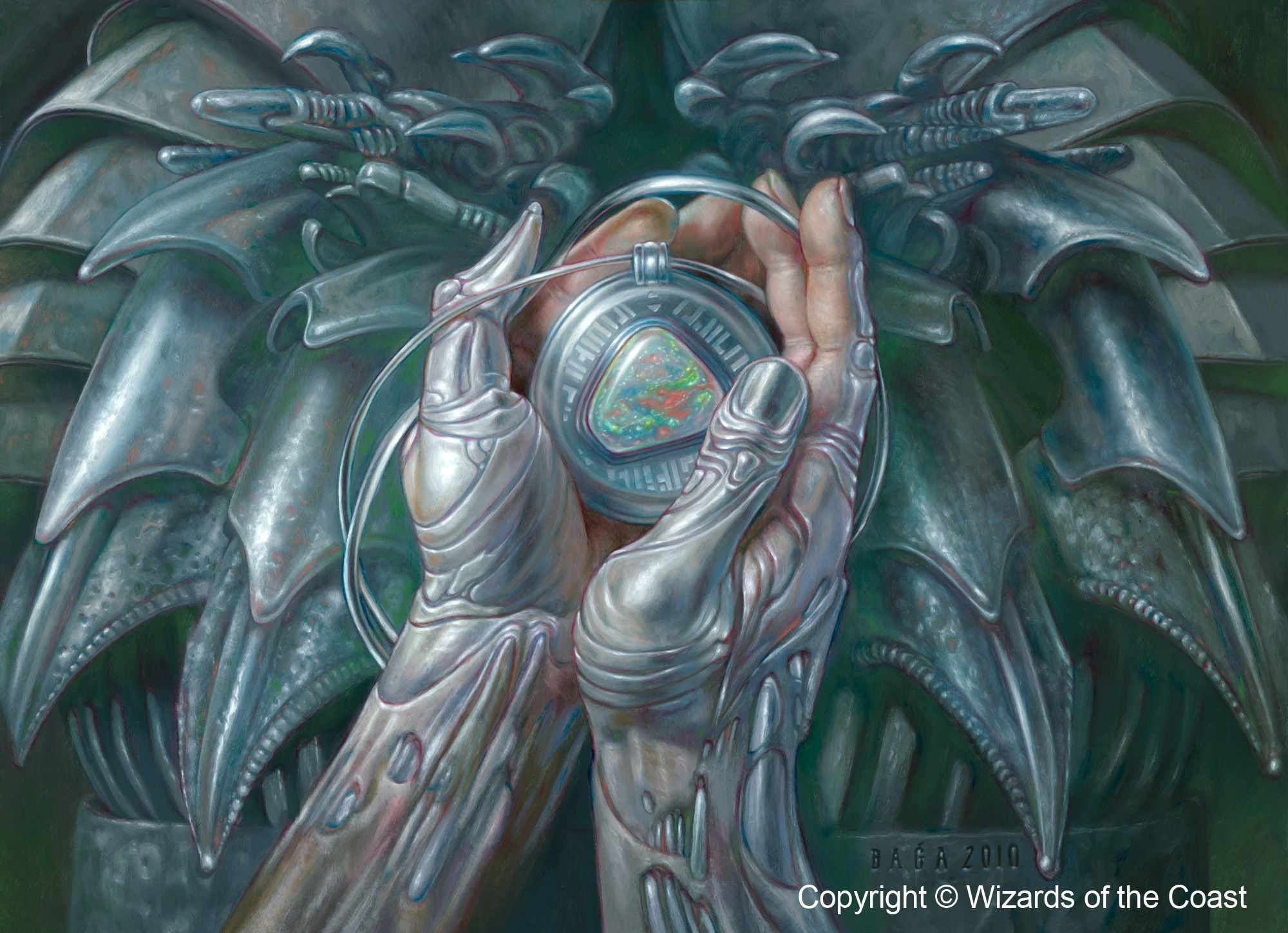 Art for Mox Opal, a card recently removed from the Modern format's banned list. Illus. Volkan Baga