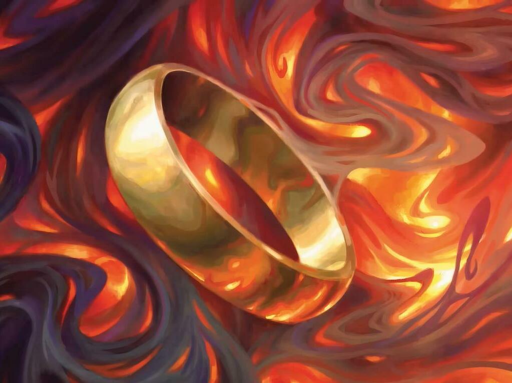 Art for The One Ring, a card now on the banned list in Modern. Illus. Veli Nystrom