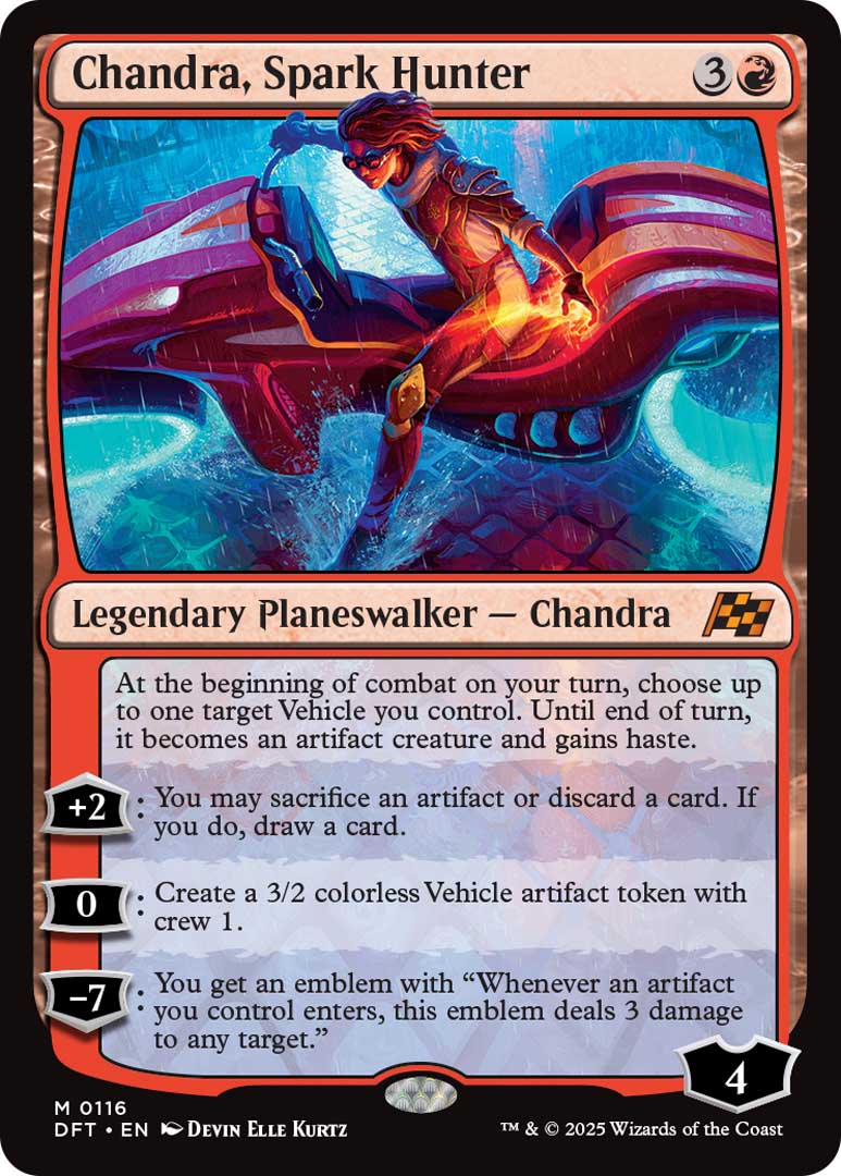 Chandra, Spark Hunter, a new card from Aetherdrift.