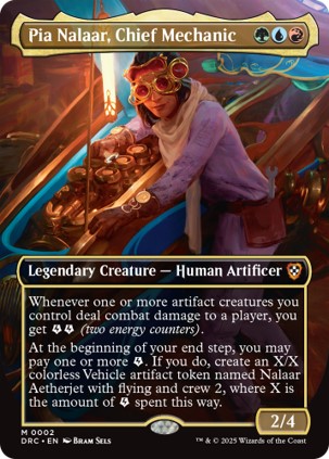 Pia Nalaar, Chief Engineer, a card from the Aetherdrift Commander precon "Living Energy".