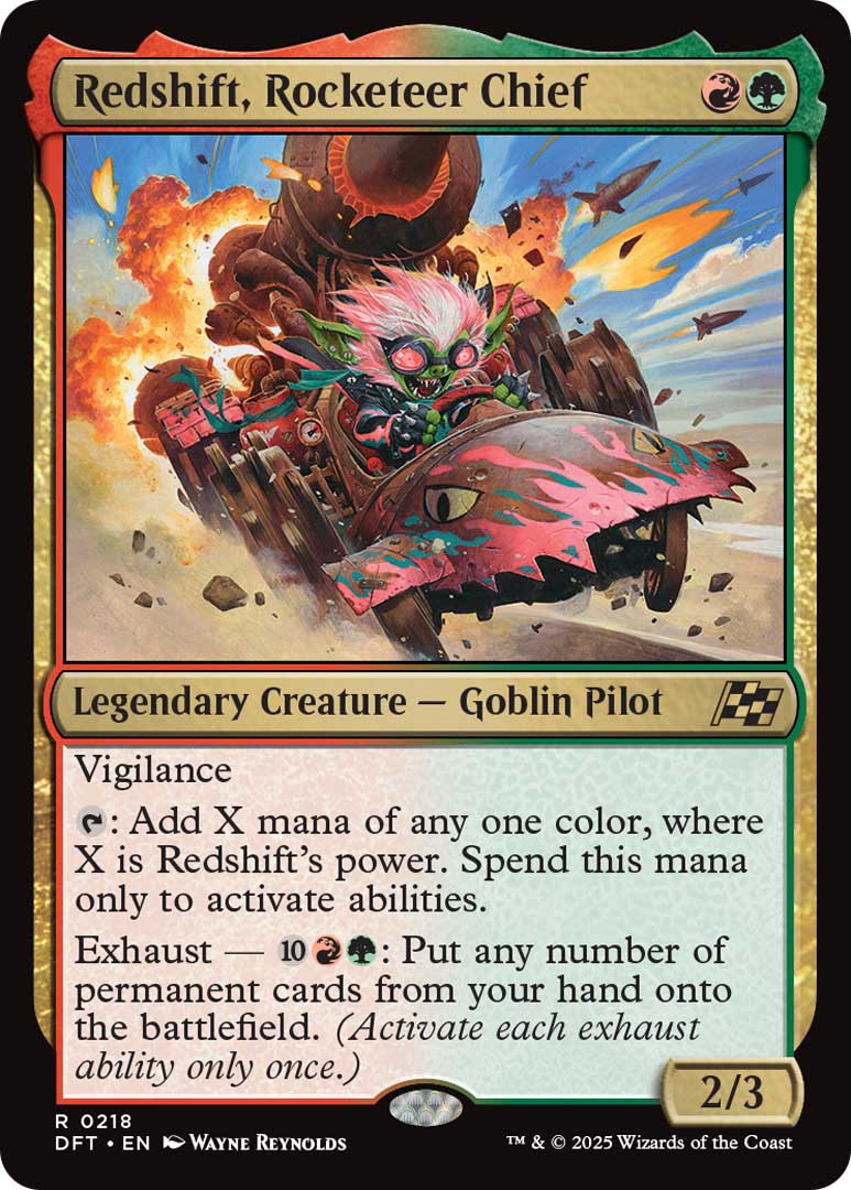 Redshift, Rocketeer Chief, one of the new cards from MTGDFT.