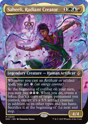 Saheeli, Radiant Creator, a card from the Aetherdrift Commander precon "Living Energy".