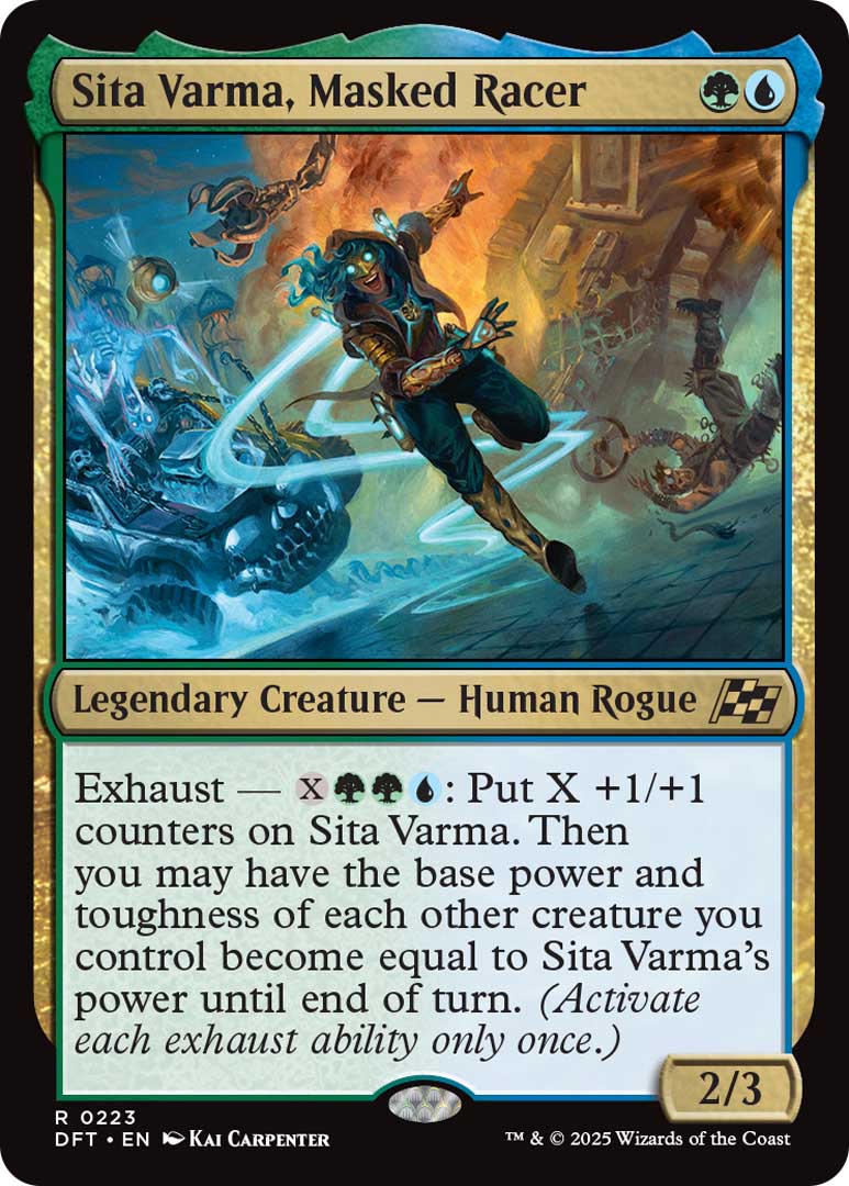 Sita Varma, Masked Racer, one of the new cards from MTGDFT.