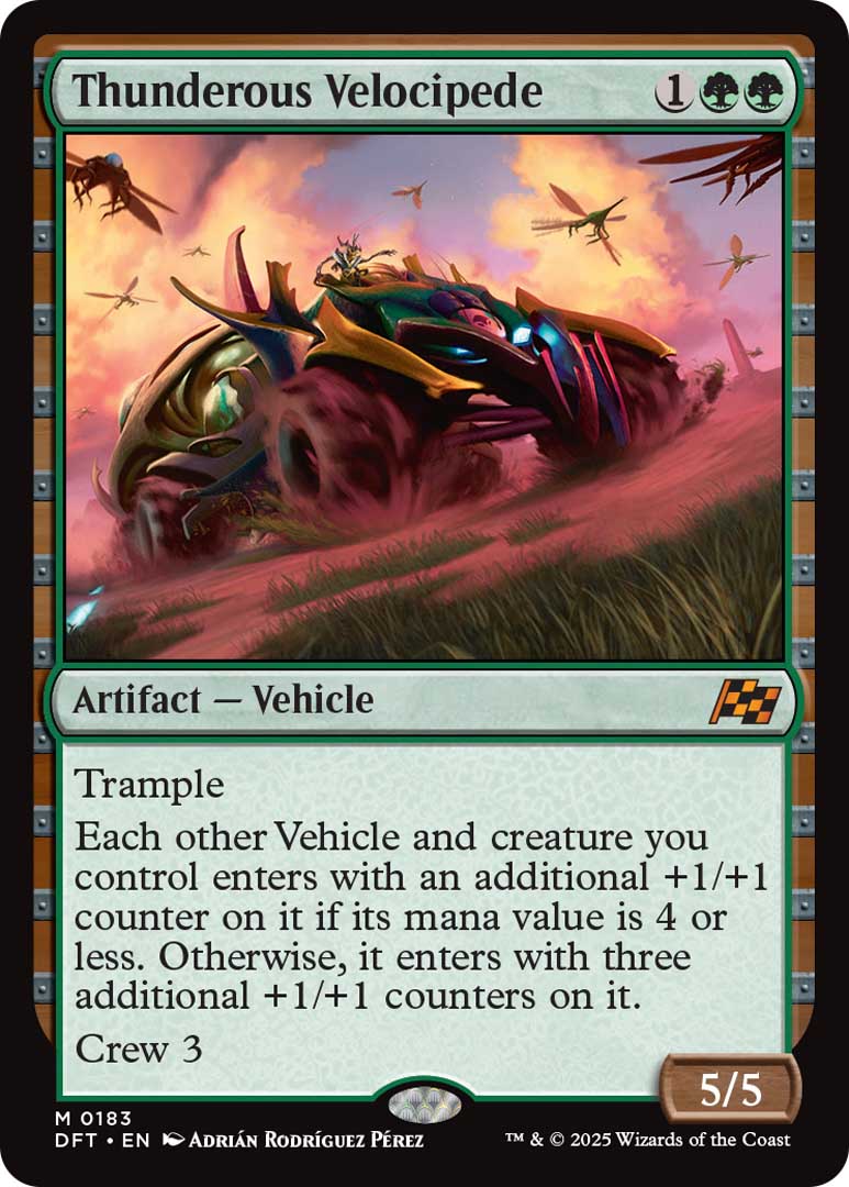 Thunderous Velocipede, one of the new cards from MTGDFT.