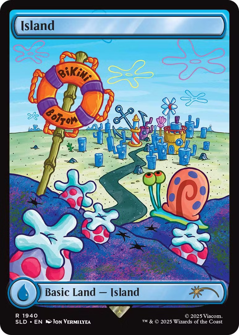Island, depicting Bikini Bottom proper. Illustrated by Jon Vermilyea for the Secret Lair x SpongeBob Squarepants drop.