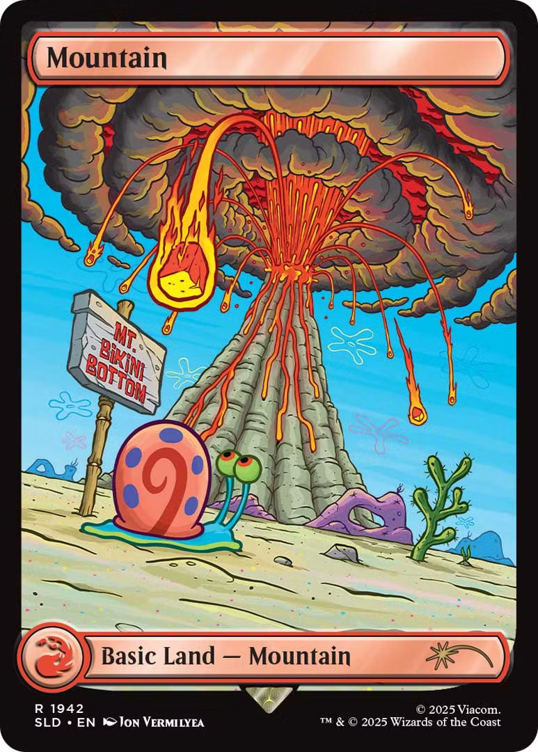 Mountain, depicting Mt. Bikini Bottom. Illustrated by Jon Vermilyea for the Secret Lair x SpongeBob Squarepants drop.