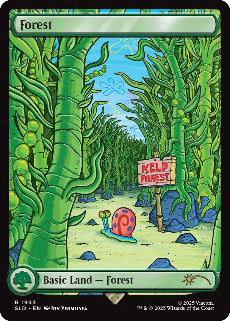 Forest, depicting the Kelp Forest. Illustrated by Jon Vermilyea for the Secret Lair x SpongeBob Squarepants drop.