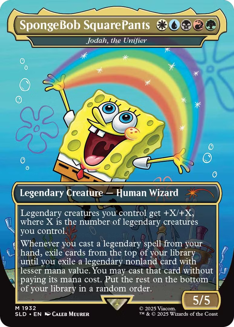 SpongeBob Squarepants, a reskin of Jodah, the Unifier. Illustrated by Caleb Meurer.