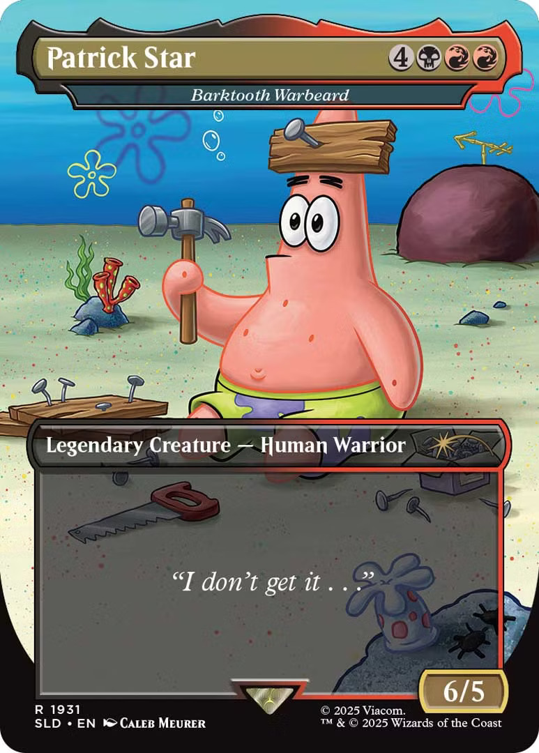 Patrick Star, a reskin of Barktooth Warbeard. Illustrated by Caleb Meurer.