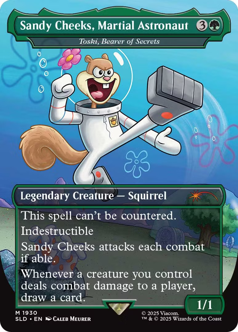 Sandy Cheeks, Martial Astronaut, a reskin of Toski, Bearer of Secrets. Illustrated by Caleb Meurer.