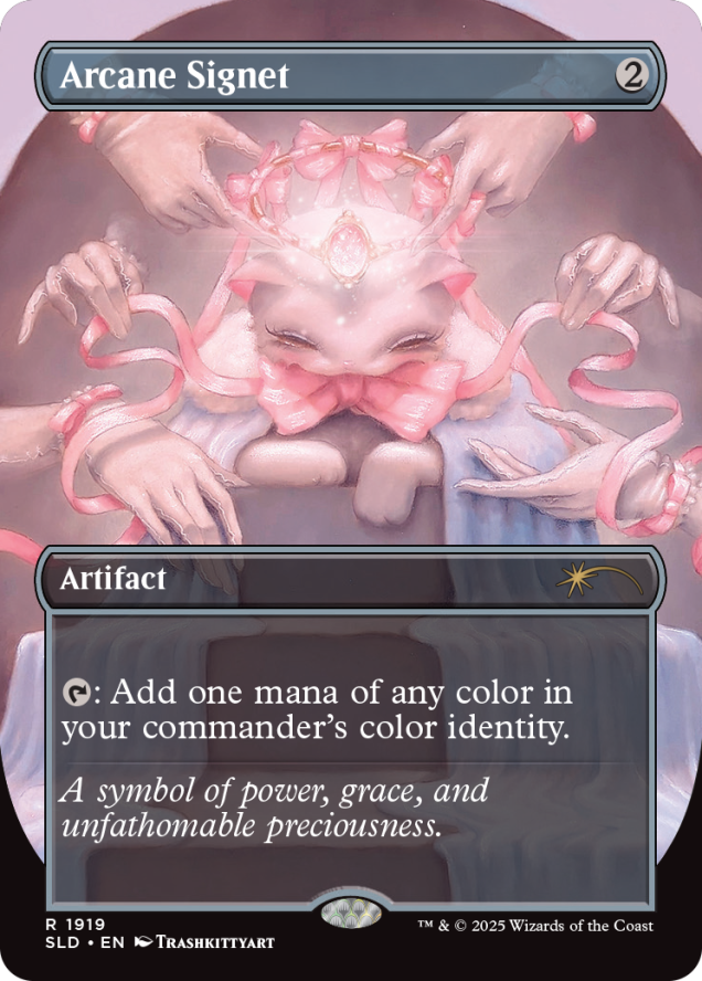 Arcane Signet (cat version), a card from the new drops. Image Credit: Wizards of the Coast